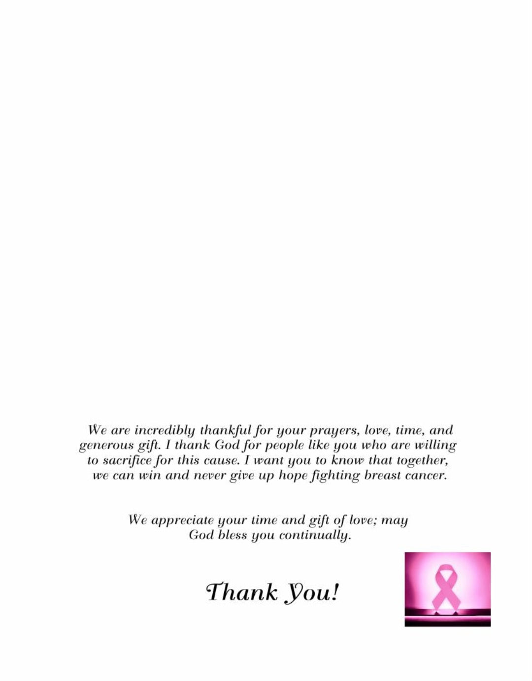 Thank You For Supporting Breast Cancer Awareness