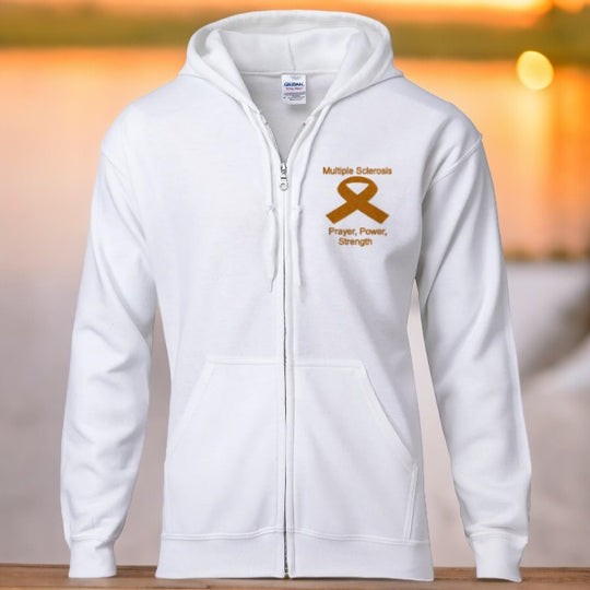 Multiple Sclerosis Zip Hooded Sweatshirt Prayer, Power, Strength