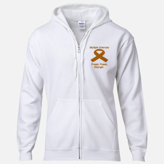 Multiple Sclerosis Zip Hooded Sweatshirt Prayer, Power, Strength