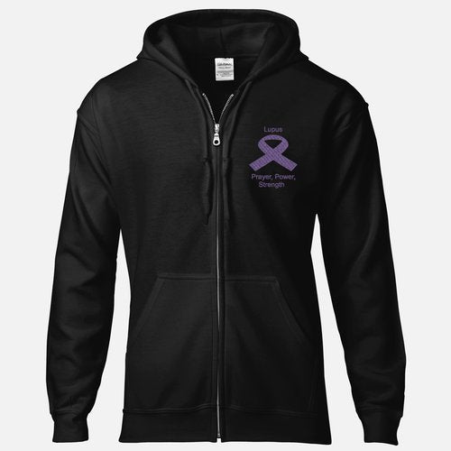 Lupus  Zip Hooded Sweatshirt Prayer, Power, Strength