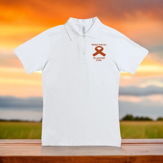 Women Polo  Multiple Sclerosis Shirt-The Good Fight Of Faith