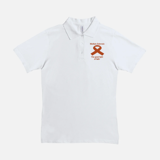 Women Polo  Multiple Sclerosis Shirt-The Good Fight Of Faith