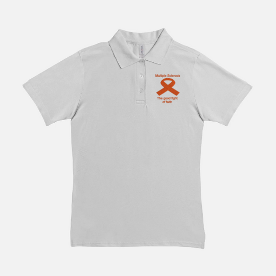 Women Polo  Multiple Sclerosis Shirt-The Good Fight Of Faith