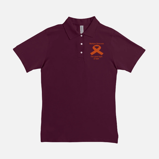 Women Polo  Multiple Sclerosis Shirt-The Good Fight Of Faith