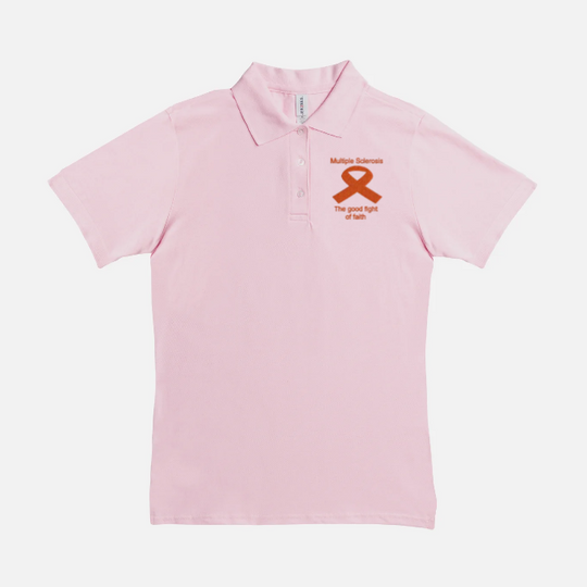 Women Polo  Multiple Sclerosis Shirt-The Good Fight Of Faith