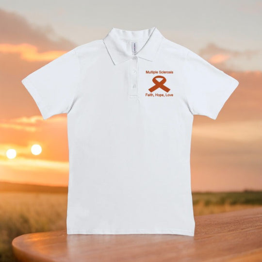 Women Polo Multiple Sclerosis  Shirt-Faith, Hope, Love